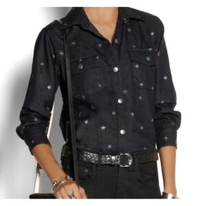 Current‎ Elliott The Perfect Shirt Size 2/US 8 Black Chambray Button Down Stars